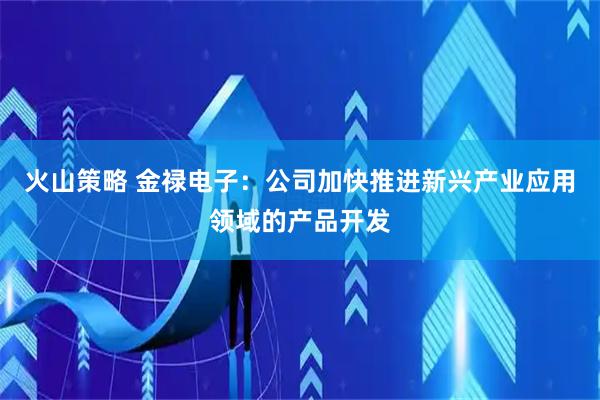 火山策略 金禄电子：公司加快推进新兴产业应用领域的产品开发